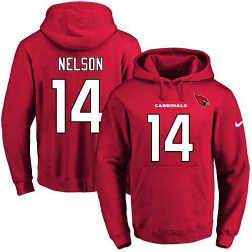 Nike Cardinals #14 J.J. Nelson Red Name & Number Pullover NFL Hoodie